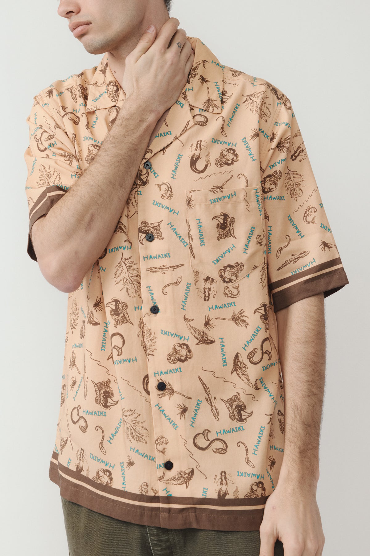 Hawaiki Camp-Collar Printed Lyocell-Twill Shirt
