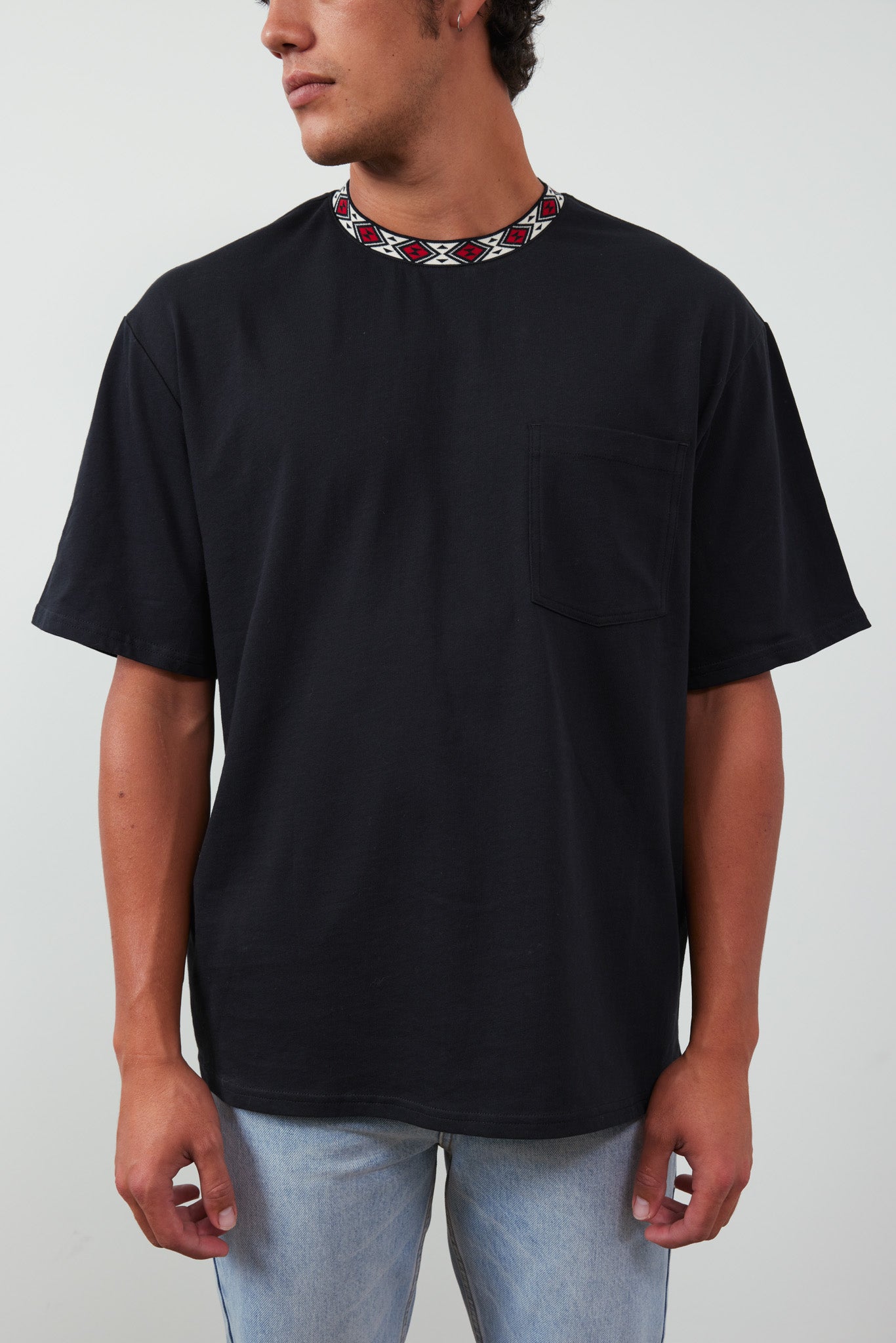 Tu Meke Oversized Neck Band Cotton-Jersey T-Shirt