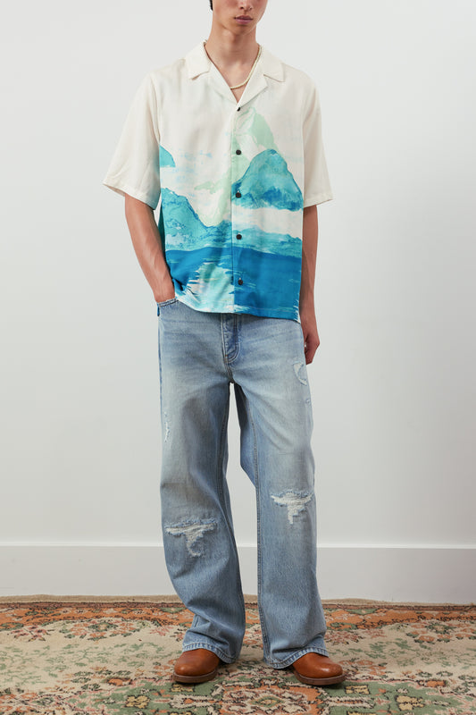 Paradise Camp-Collar Printed Lyocell Shirt