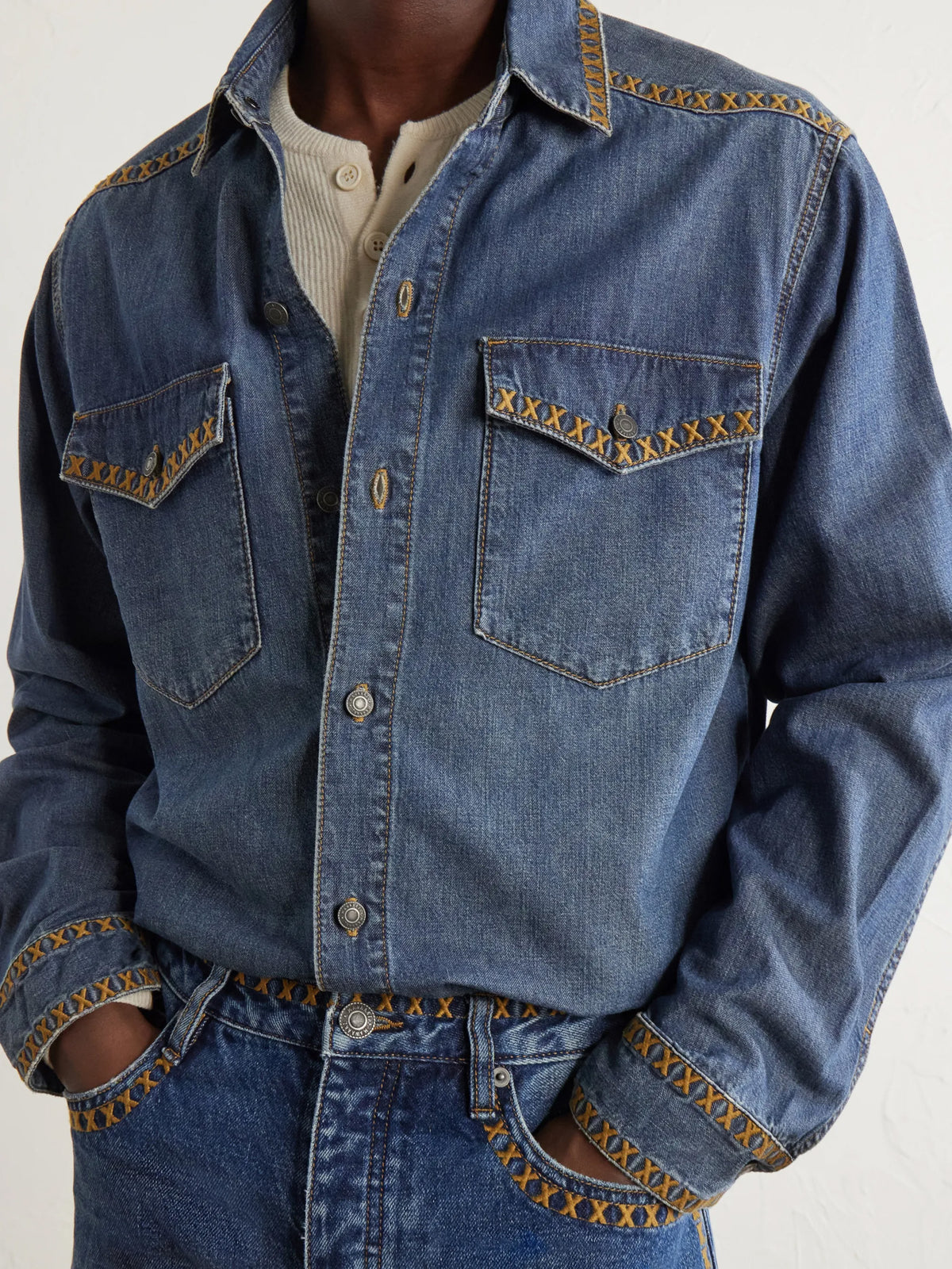 Tukutuku Embroidered Denim Shirt