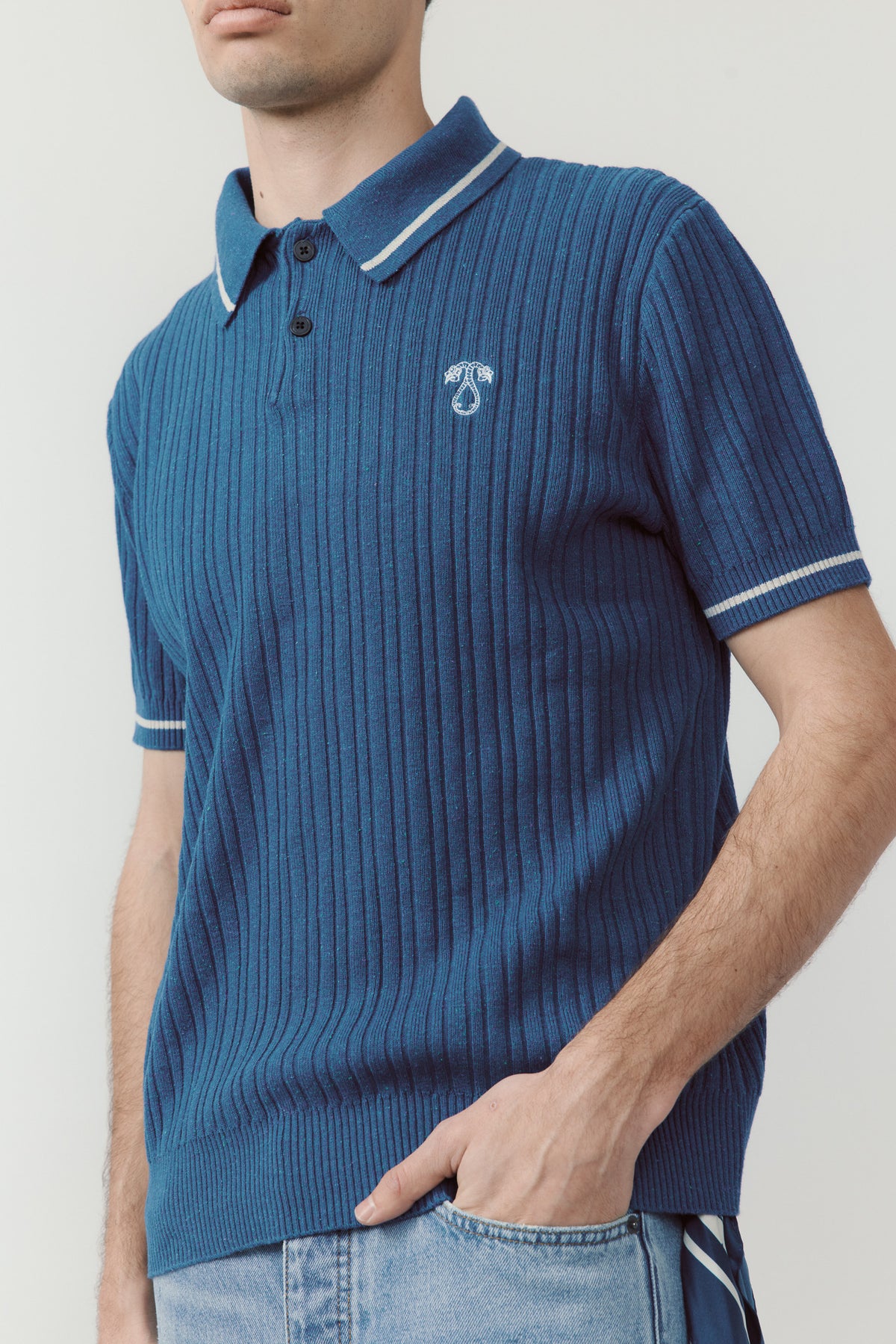 Kaea Embroidered Cotton, Hemp and Silk-Blend Knitted Polo Shirt