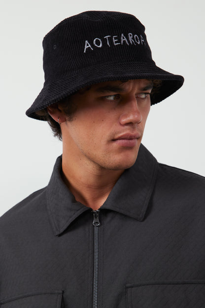 Aotearoa Embroidered Corduroy Bucket Hat