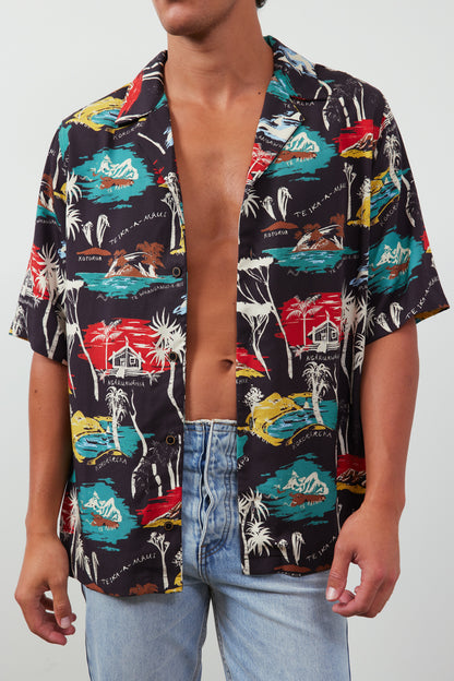 Te Ika A Māui Camp Collar Printed Lyocell-Twill Shirt