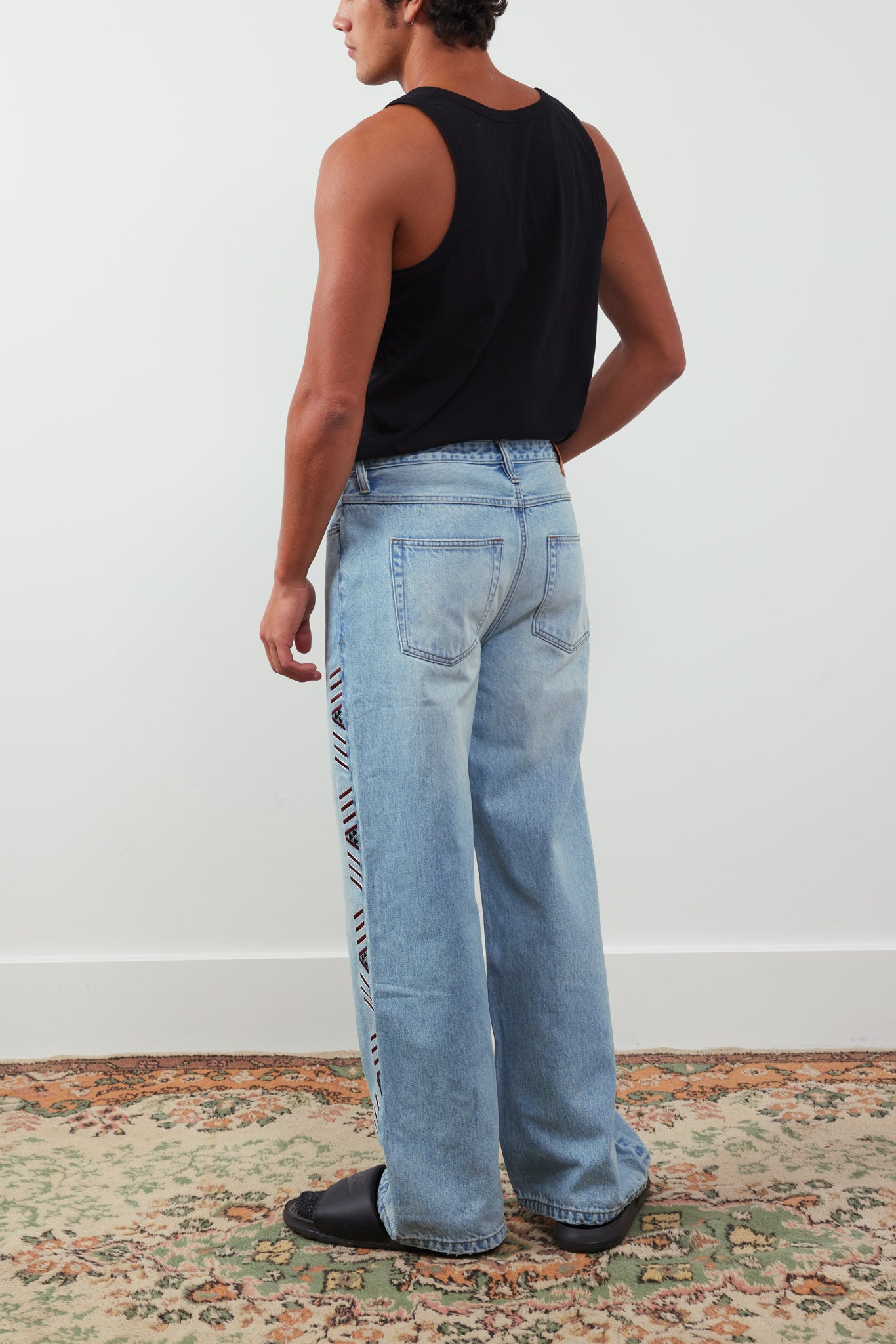 Rangi Wide-Leg Embroidered Tāniko Jean