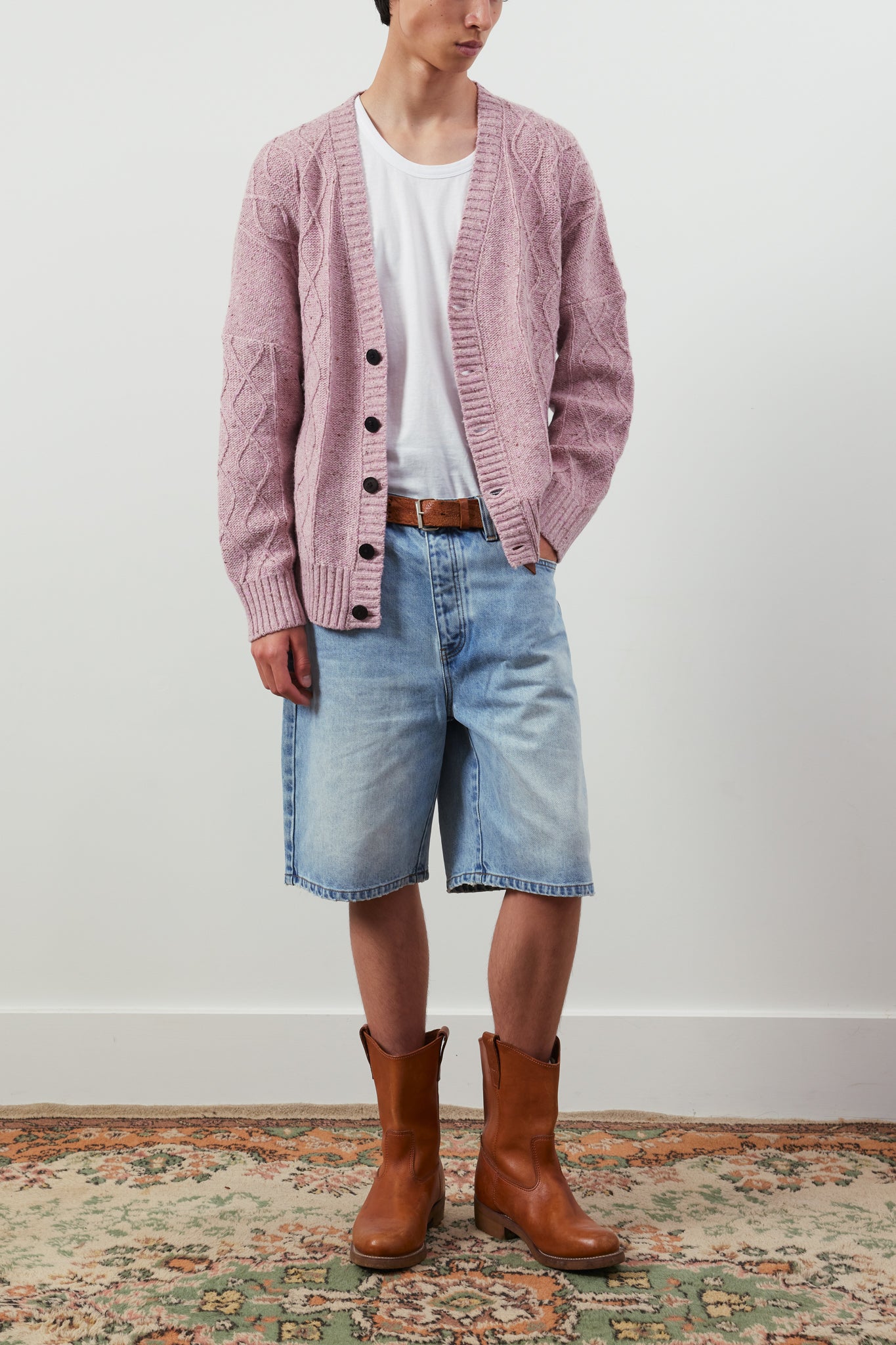 Keanu Cable-Knit Merino Wool-Blend Cardigan