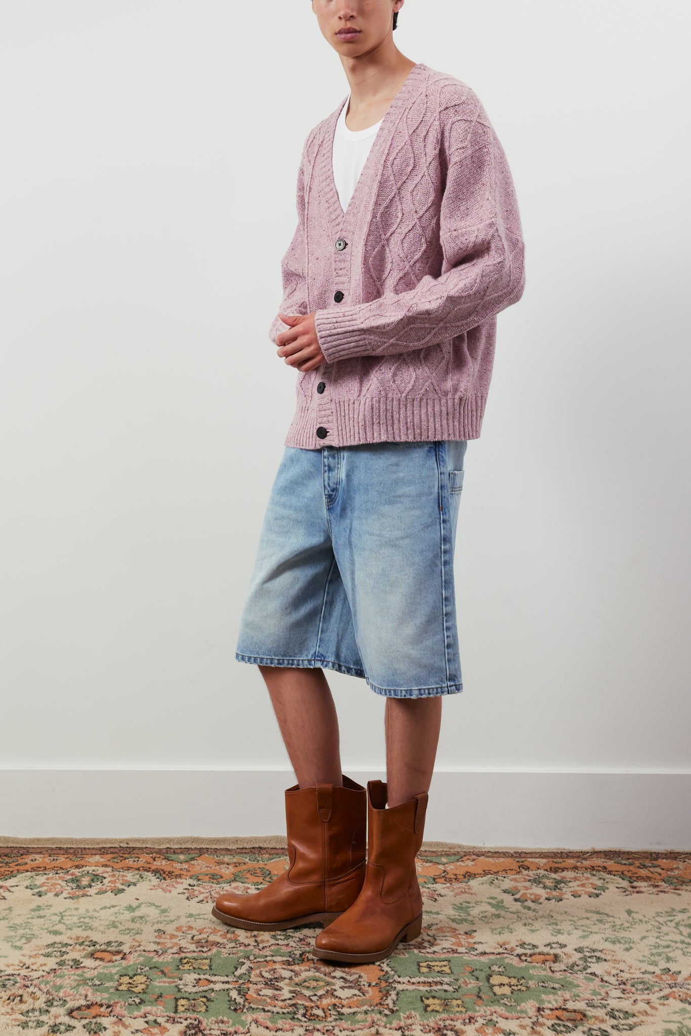 Keanu Cable-Knit Merino Wool-Blend Cardigan