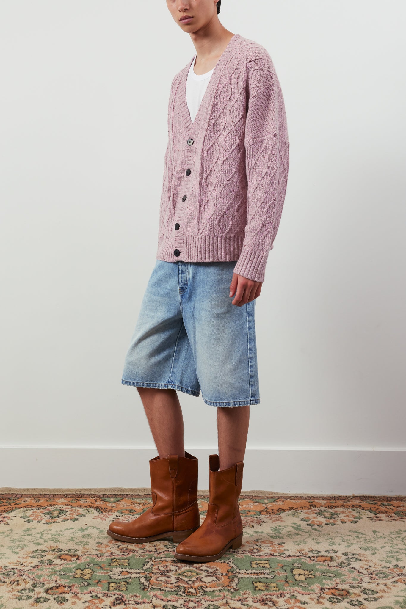 Keanu Cable-Knit Merino Wool-Blend Cardigan