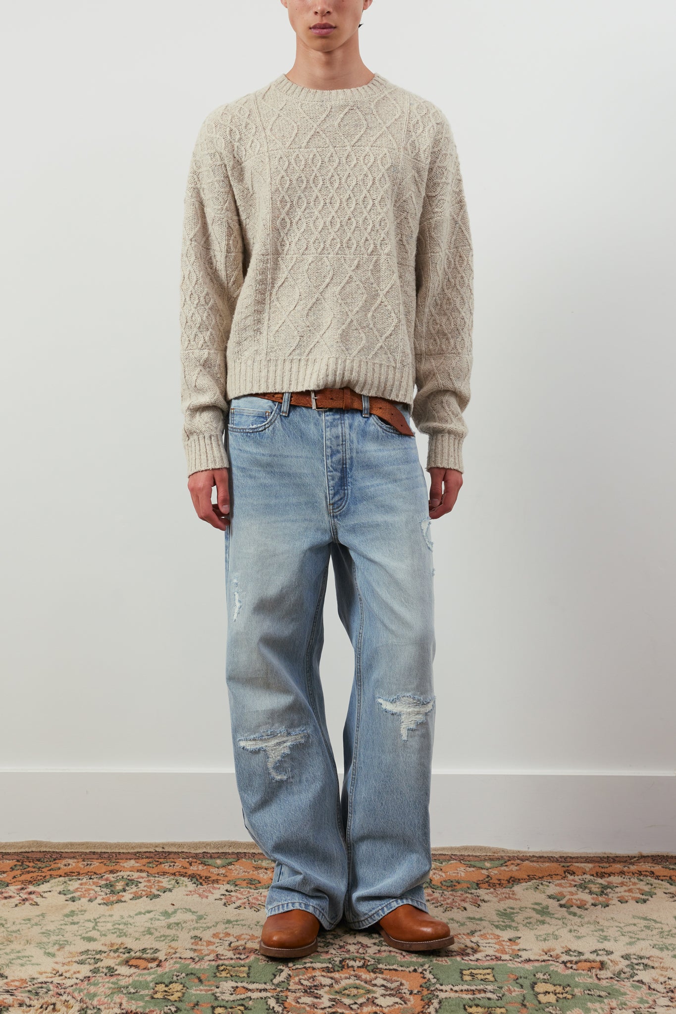 Keanu Cable-Knit Merino Wool-Blend Sweater