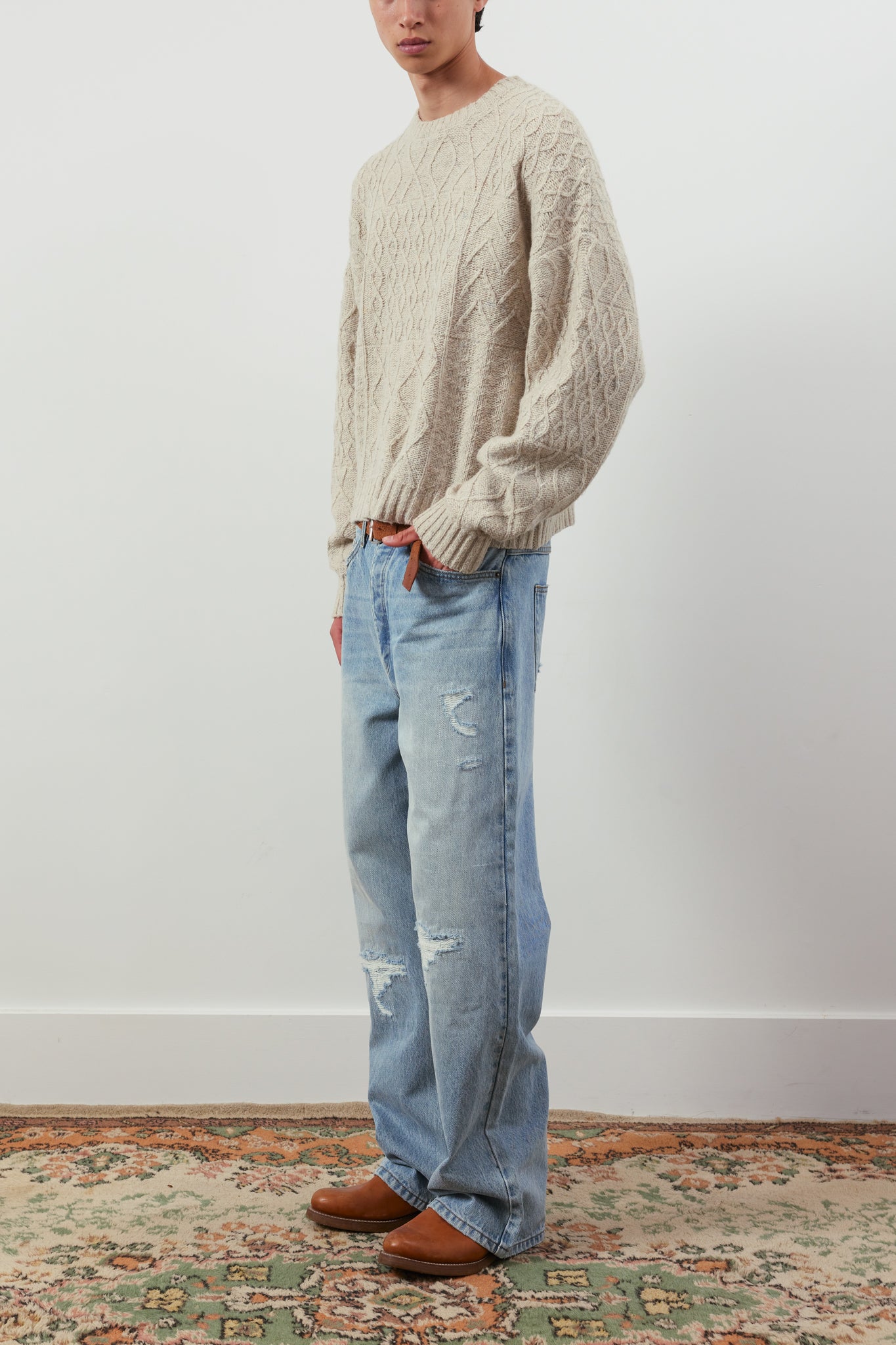 Keanu Cable-Knit Merino Wool-Blend Sweater