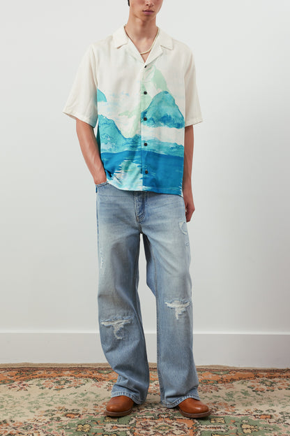 Paradise Camp-Collar Printed Lyocell Shirt