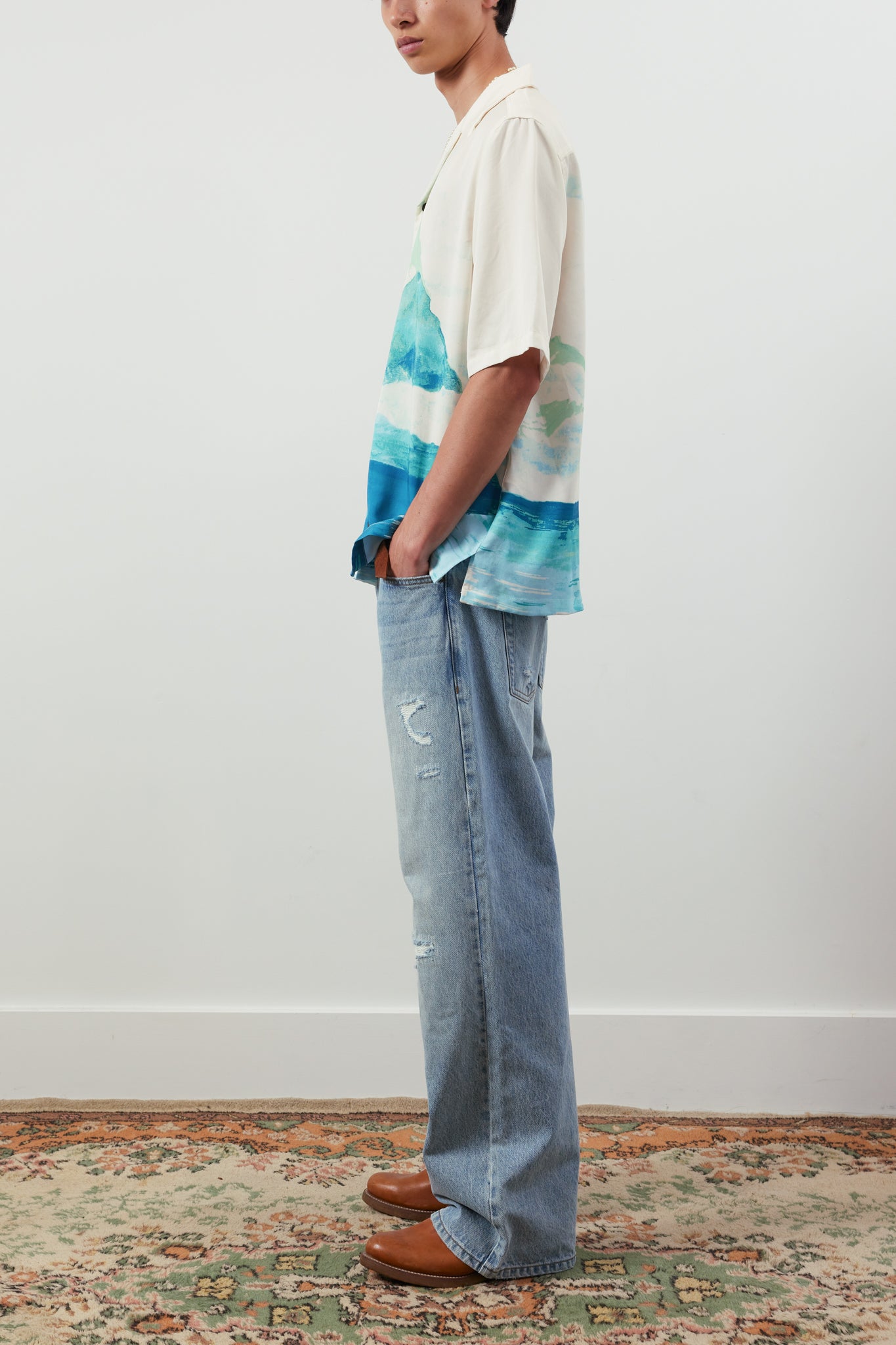 Paradise Camp-Collar Printed Lyocell Shirt