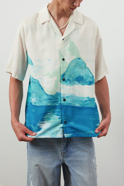 Paradise Camp-Collar Printed Lyocell Shirt