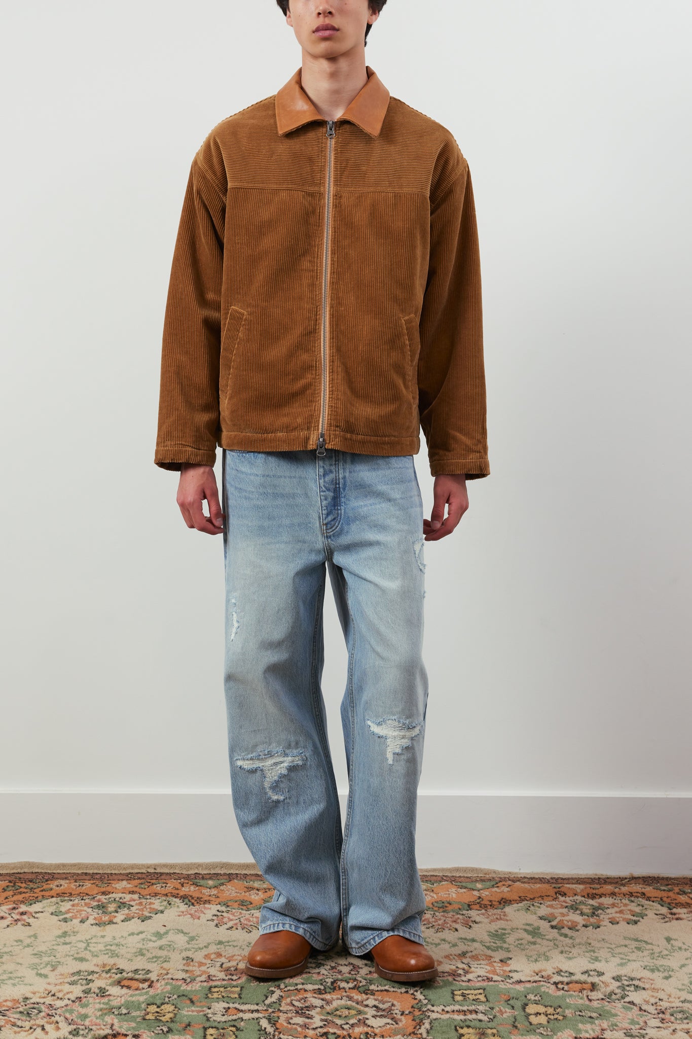 Wiri Leather-Trimmed Cotton-Corduroy Jacket