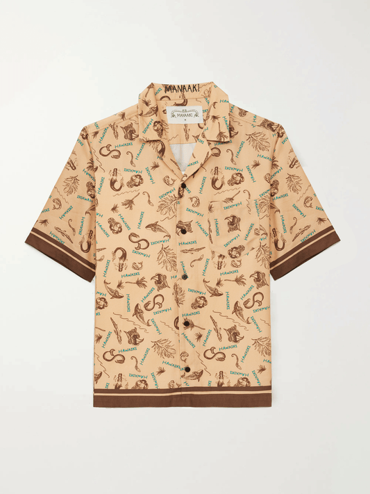 Hawaiki Camp-Collar Printed Lyocell-Twill Shirt
