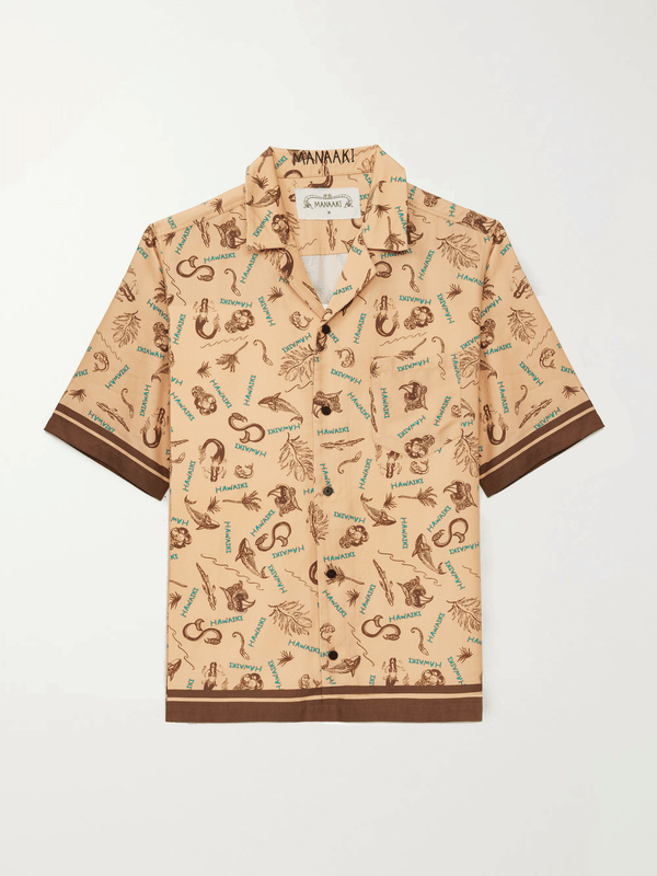 Hawaiki Camp-Collar Printed Lyocell-Twill Shirt