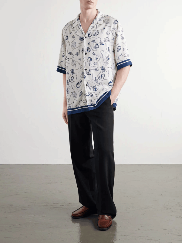 Hawaiki Camp-Collar Printed Lyocell-Twill Shirt