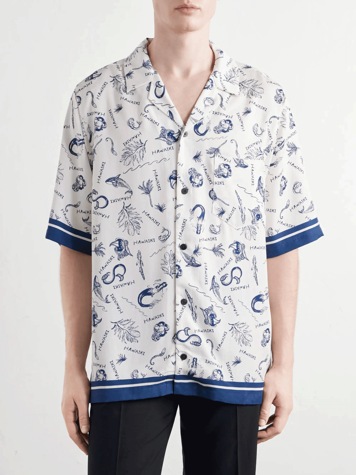 Hawaiki Camp-Collar Printed Lyocell-Twill Shirt