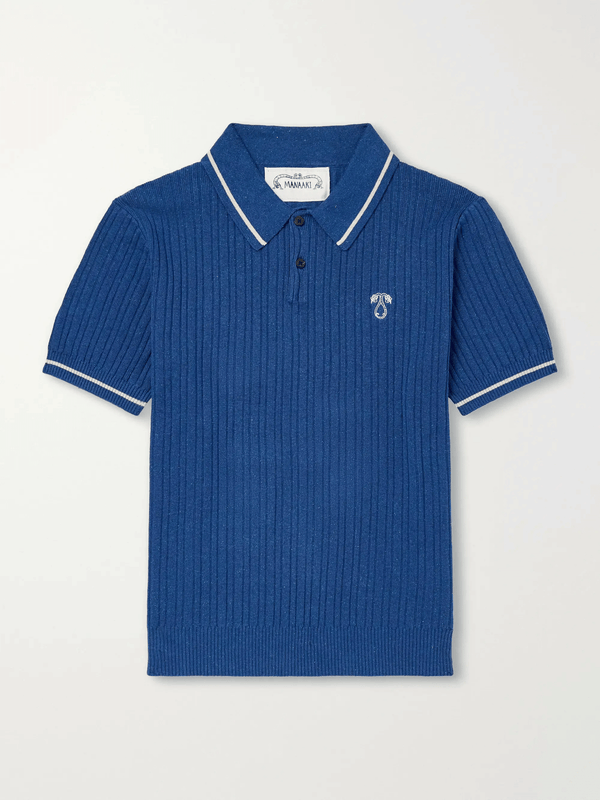 Kaea Embroidered Cotton, Hemp and Silk-Blend Knitted Polo Shirt