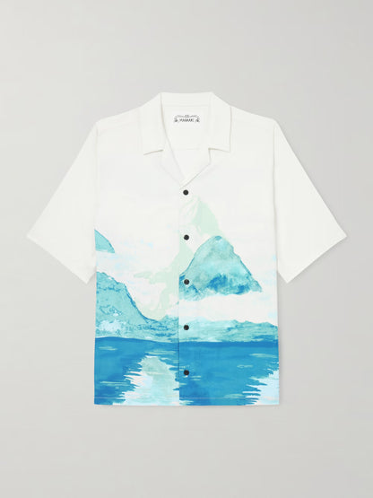 Paradise Camp-Collar Printed Lyocell Shirt