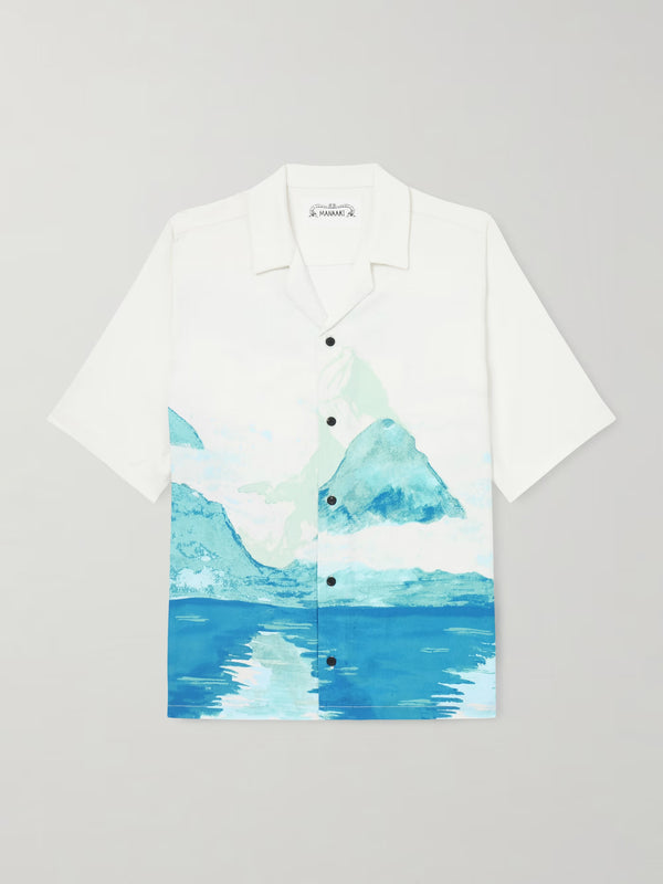Paradise Camp-Collar Printed Lyocell Shirt