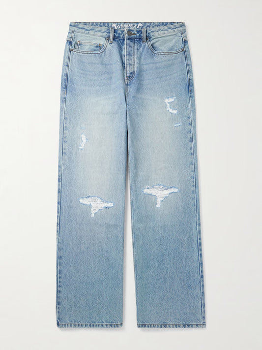 Rangi Straight-Leg Repaired Jeans