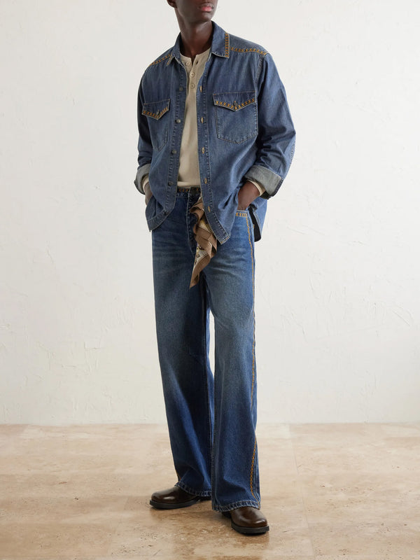 Tukutuku Embroidered Denim Shirt