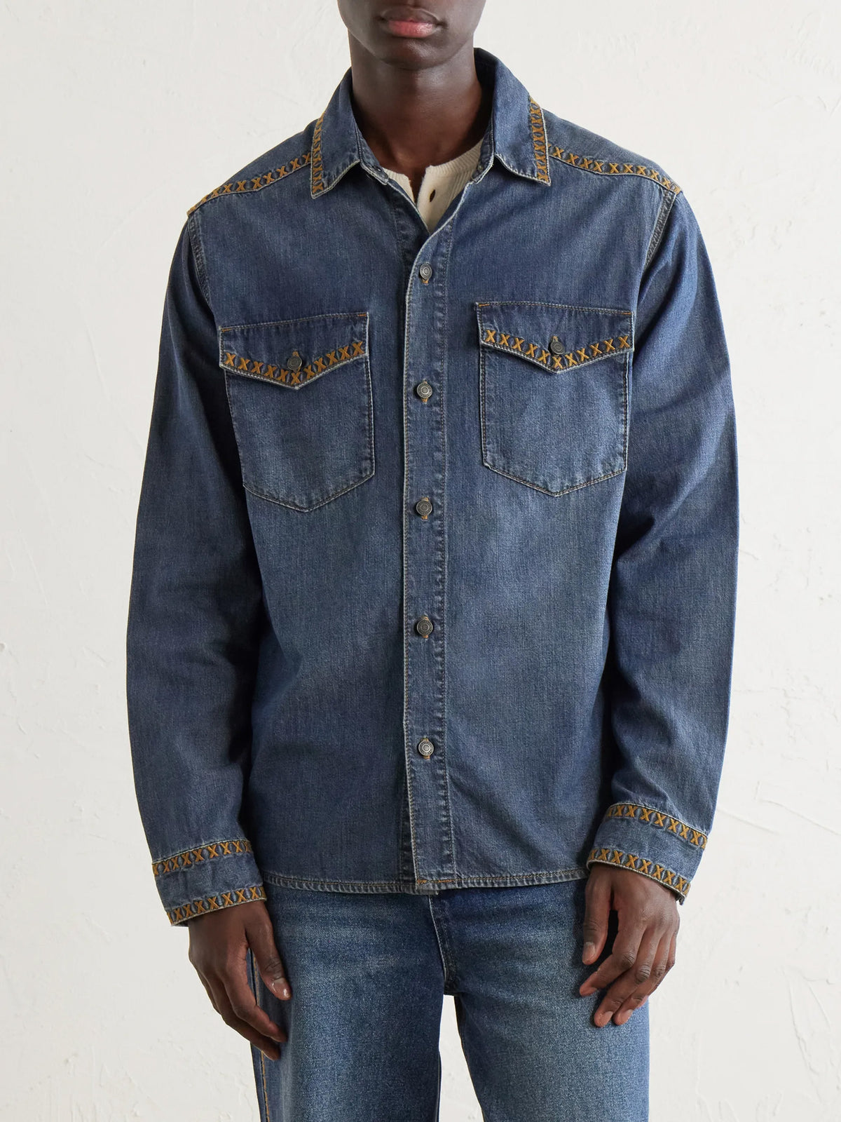 Tukutuku Embroidered Denim Shirt