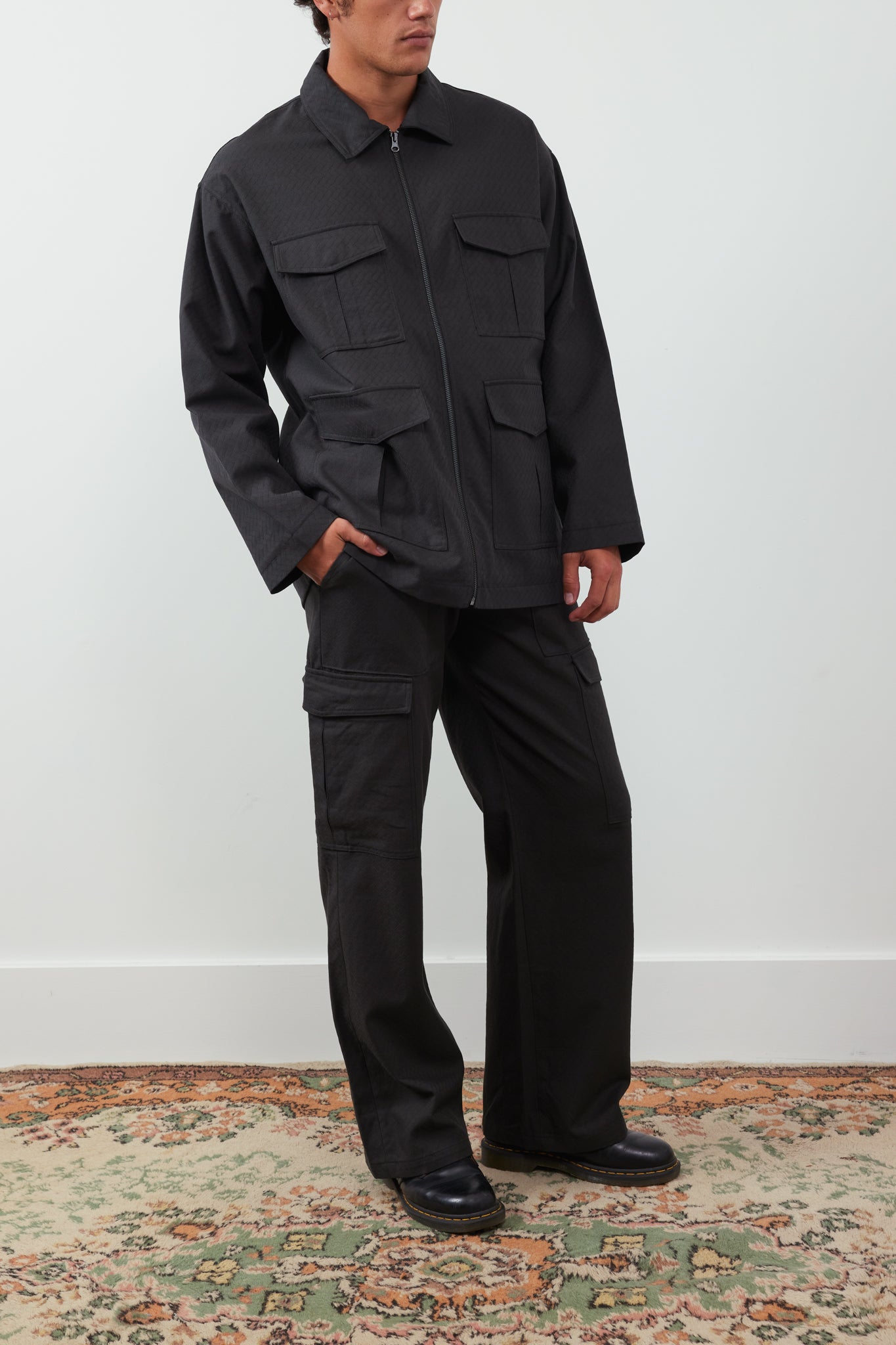 Raranga Straight-Leg Cotton-Twill Cargo Trousers