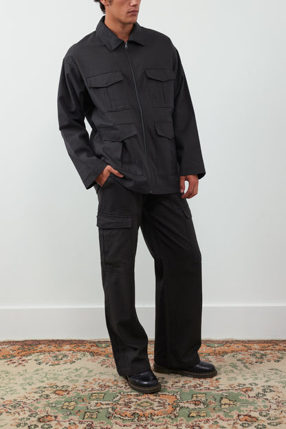 Raranga Straight-Leg Cotton-Twill Cargo Trousers