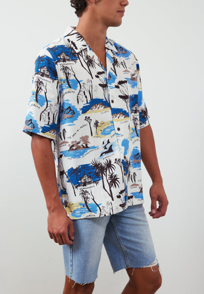 Te Ika A Māui Camp Collar Printed Lyocell-Twill Shirt